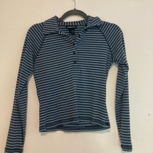 ExpressJeans Blue Striped Long Sleeve Collared Tshirt